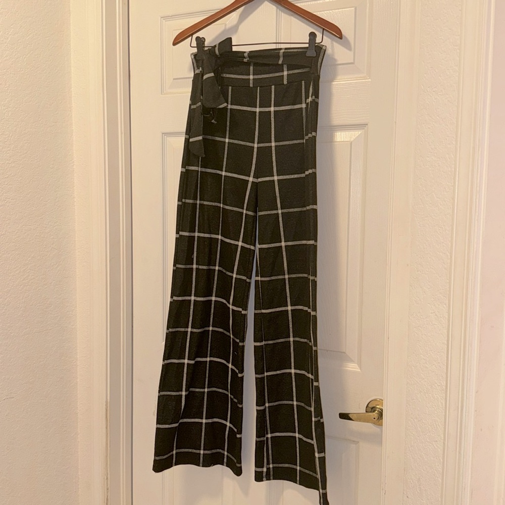 The most comfortable, flattering soft cotton checkered wide leg pants